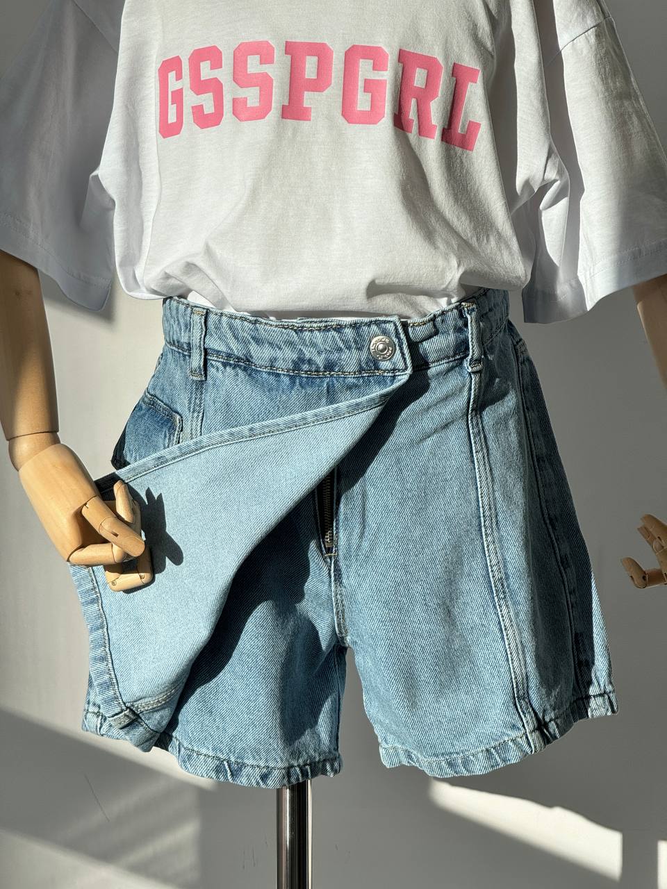 Blaue Denim-Rock-Shorts von Lublu für Kinder