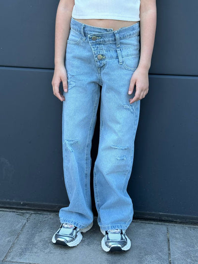 Lublu Kinderjeans mit Doppelgürtel Blau