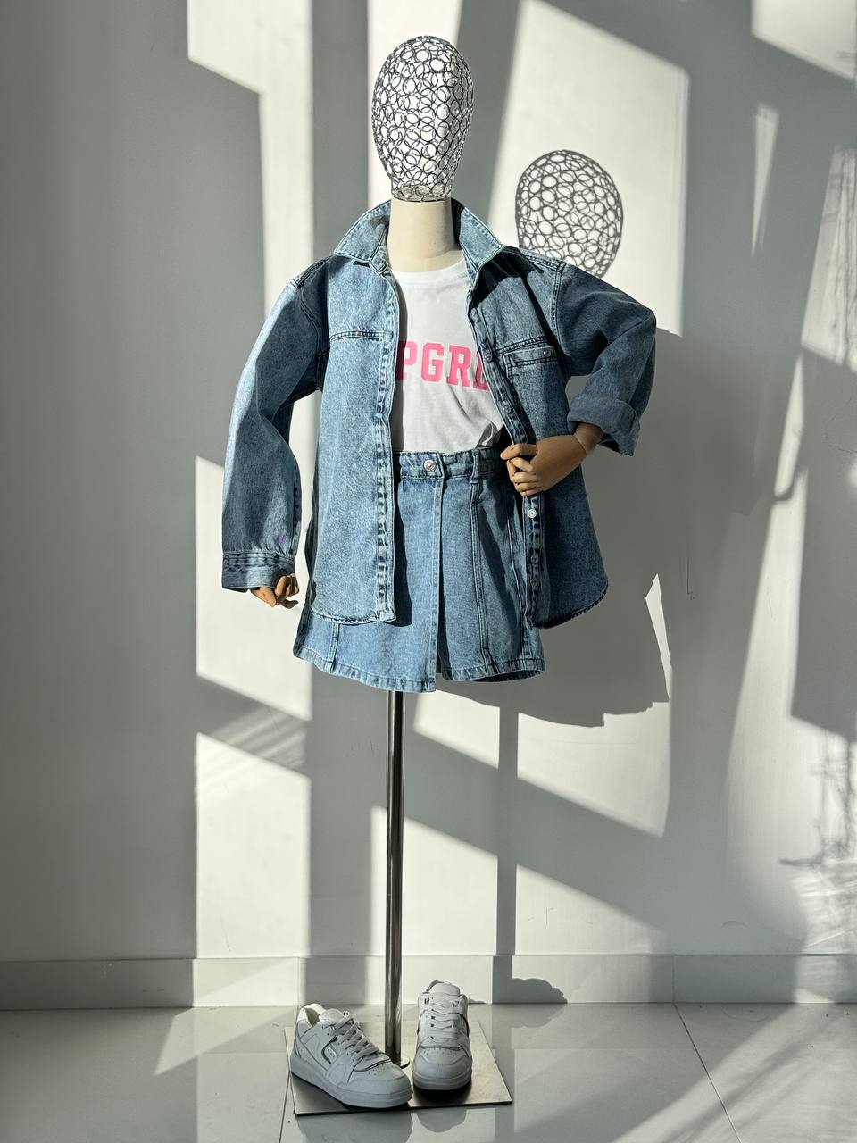 Blaue Denim-Rock-Shorts von Lublu für Kinder