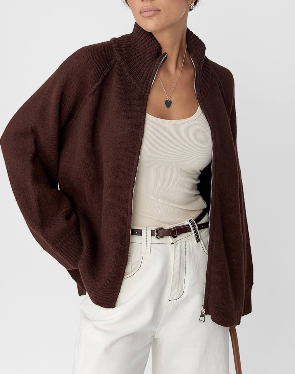 Кардиган на блискавці Brown