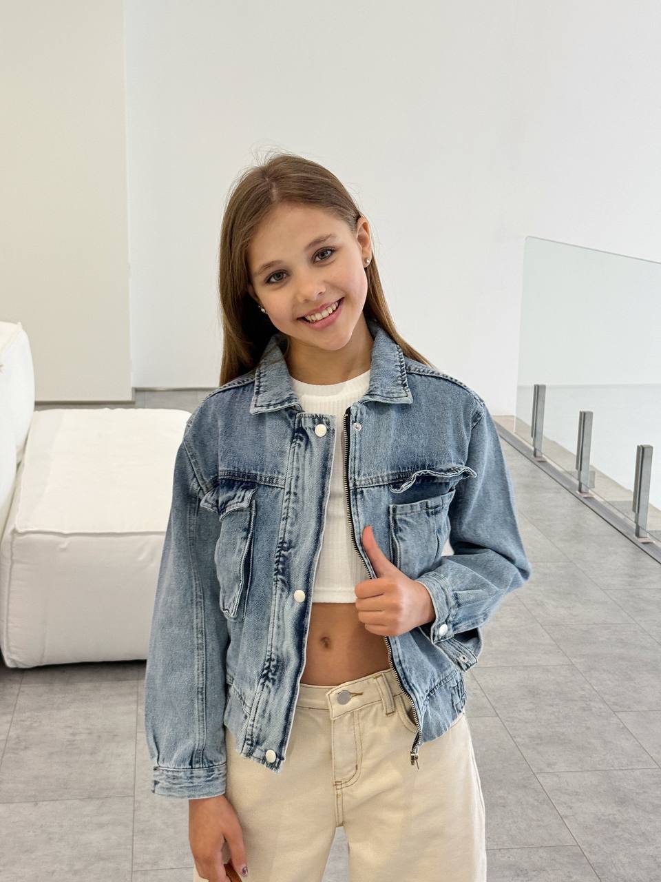 Lublu kids Джинсова куртка з карманами Blue Denim