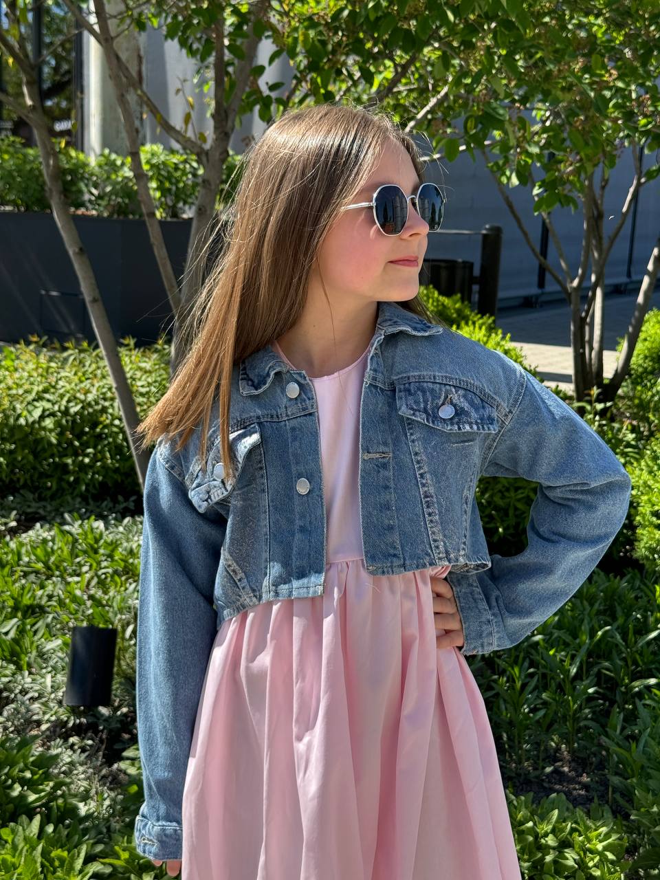 Lublu kids Джинcова куртка блискуча Denim/Silver