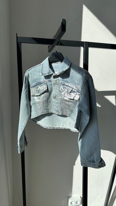 Lublu kids Джинcова куртка блискуча Blue/Silver