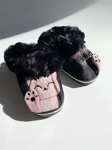 Домашні капці дитячі Сat Black Pink