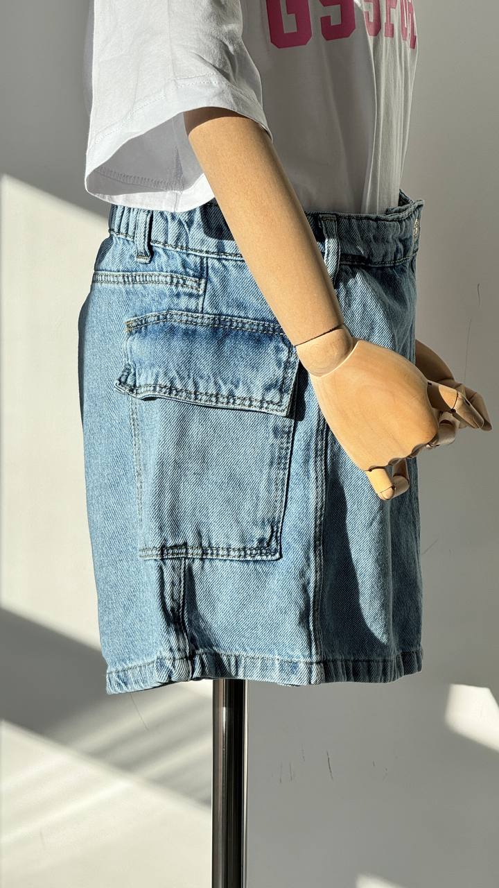 Blaue Denim-Rock-Shorts von Lublu für Kinder