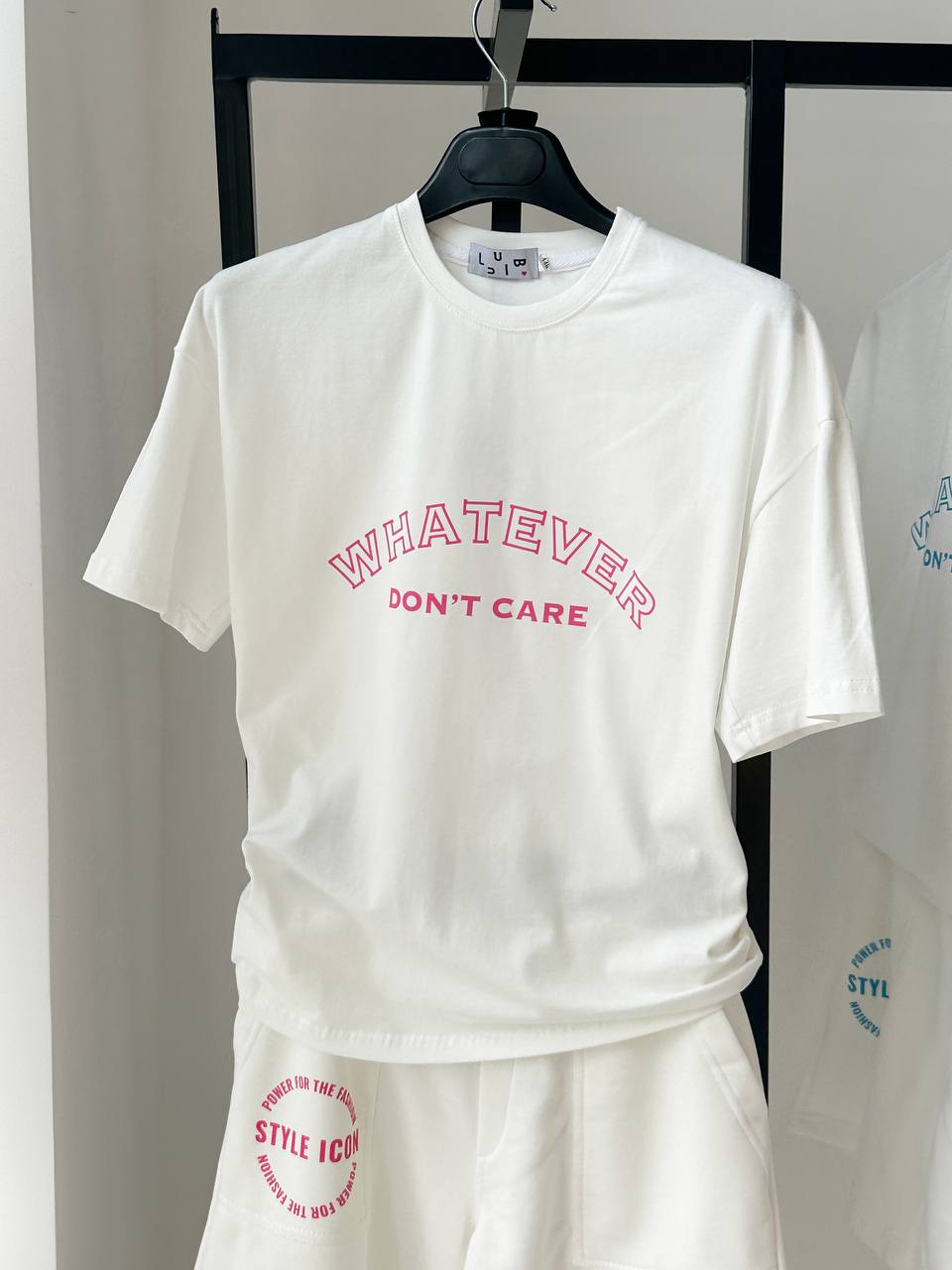 Lublu Kinder T-Shirt „Whatever“ Weiß/Rose