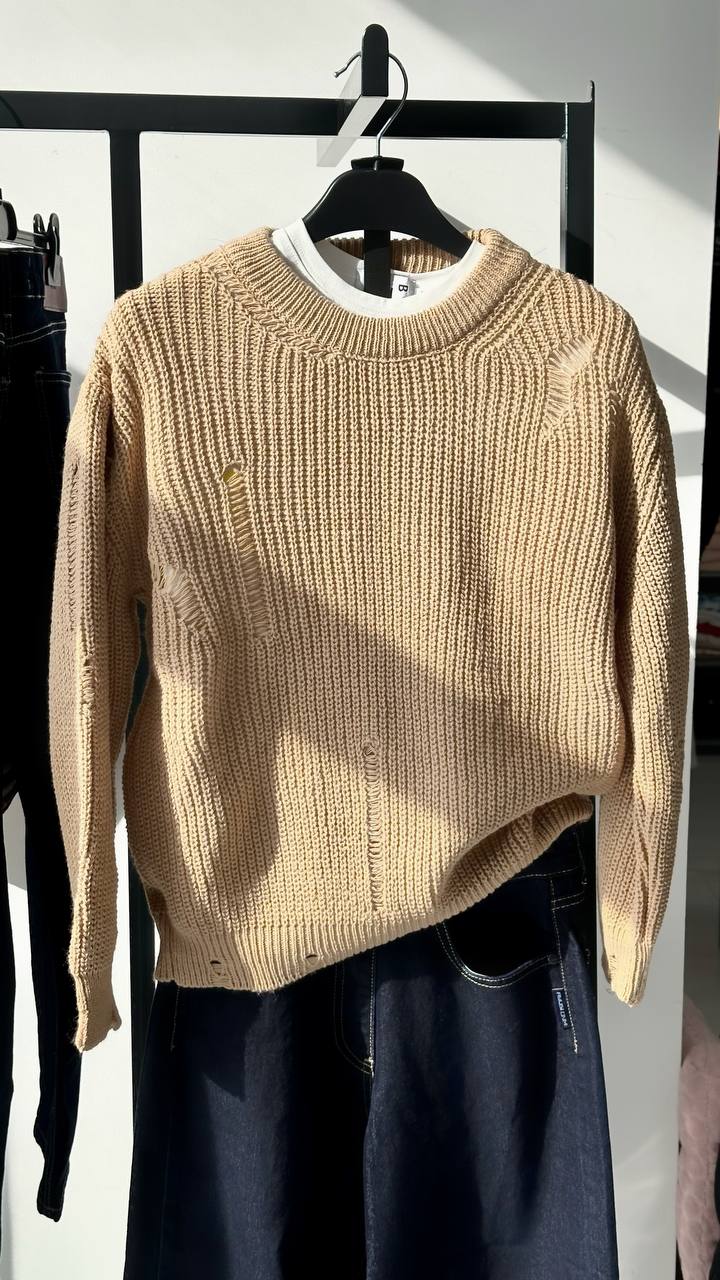 LuBlu Zerrissener Pullover Braun