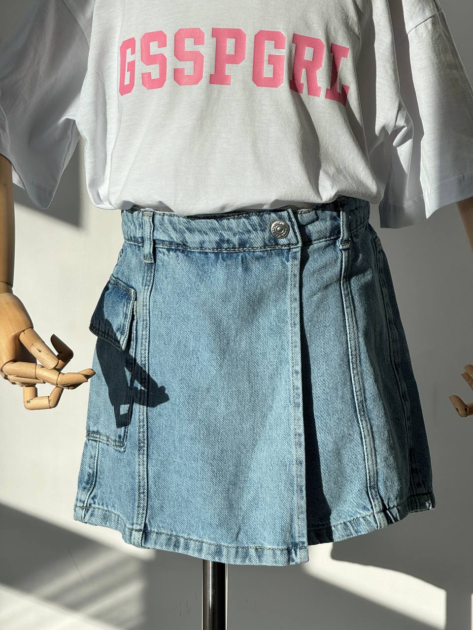 Blaue Denim-Rock-Shorts von Lublu für Kinder