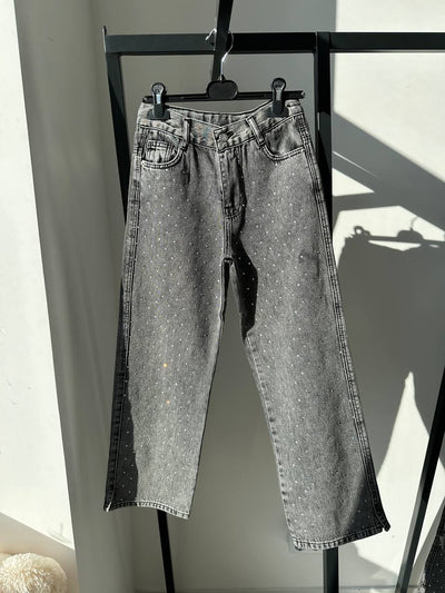 Lublu Kids Jeans mit Strasssteinen grau